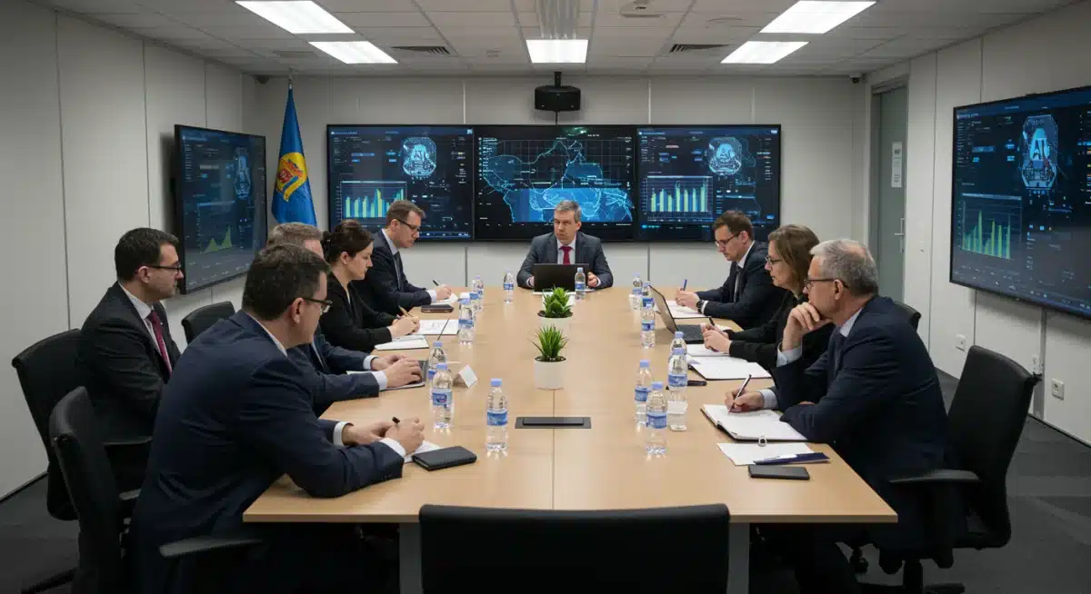 Policymakers and tech leaders discussing AI regulation at a conference