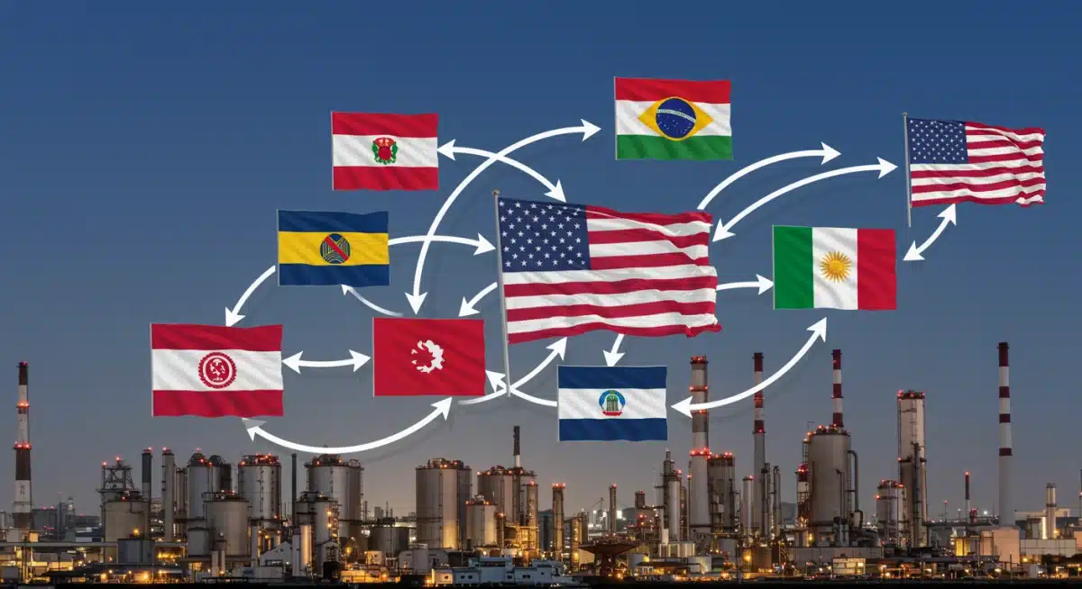 International flags and trade arrows representing complex global agreements