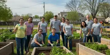 People volunteering in a community garden, symbolizing charitable giving impacto