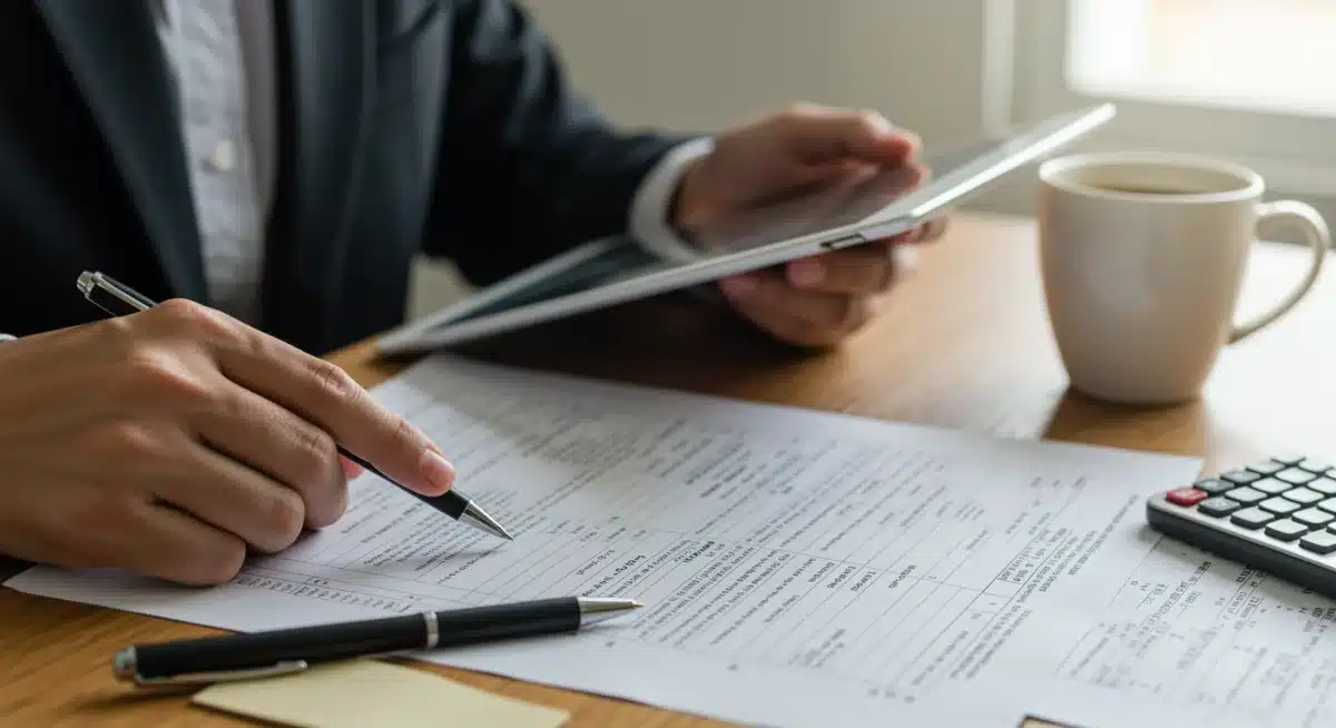 Individual analyzing tax forms for charitable deductions