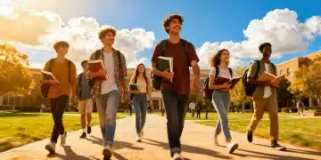 Students walking on campus, symbolizing education funding opportunities.