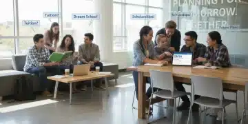 College students discussing 2026 FAFSA changes on a tablet