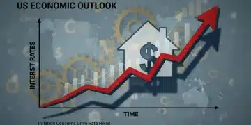 Graph showing rising interest rates impacting a house and dollar sign, symbolizing mortgage effects.