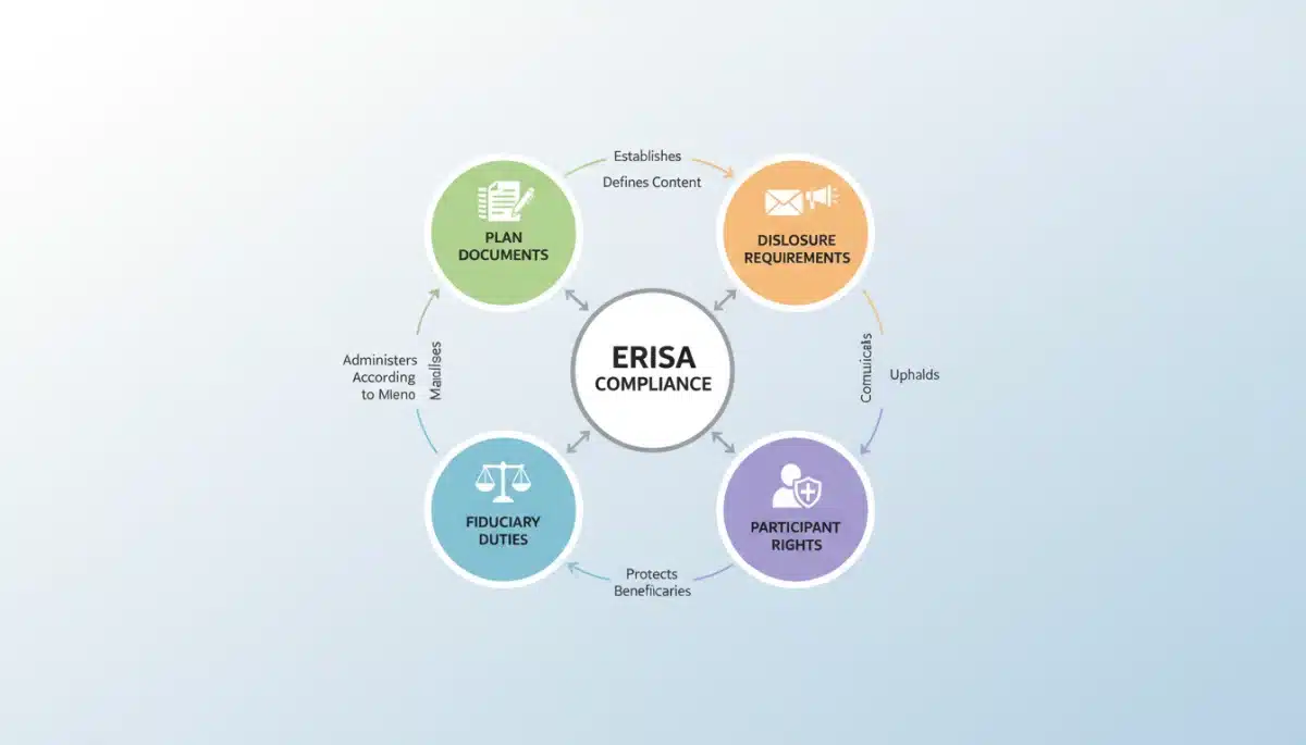 Infographic detailing key ERISA compliance elements and their relationships