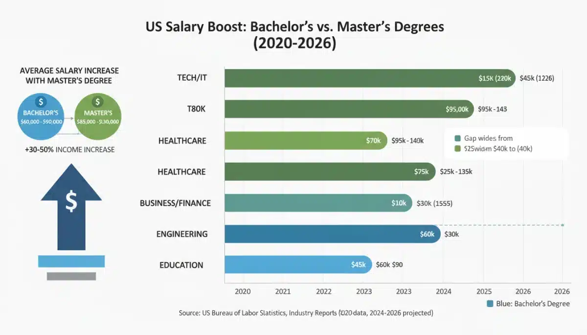 Infographic showing salary differences between degree levels in the US