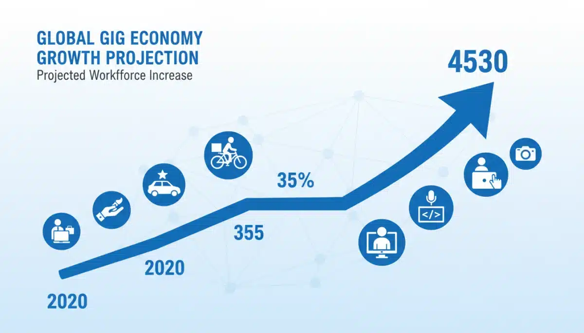 Chart showing projected growth of the U.S. gig workforce to 45% by 2030.