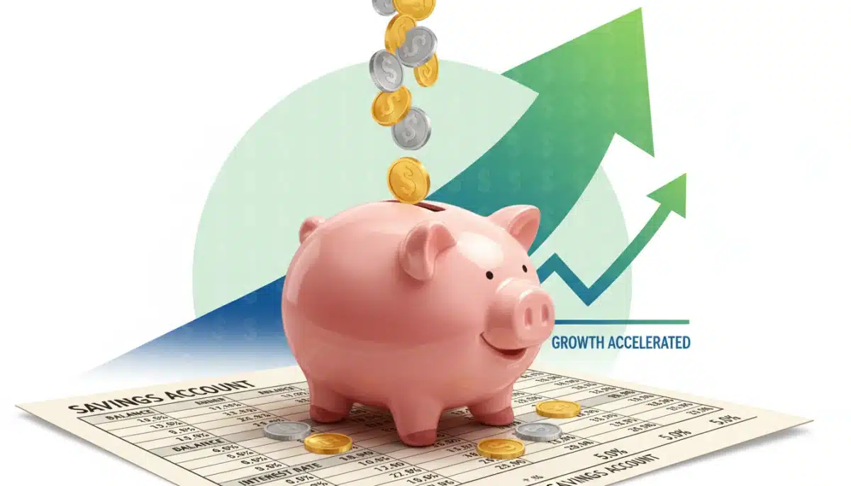 Piggy bank filling with coins due to higher interest rates